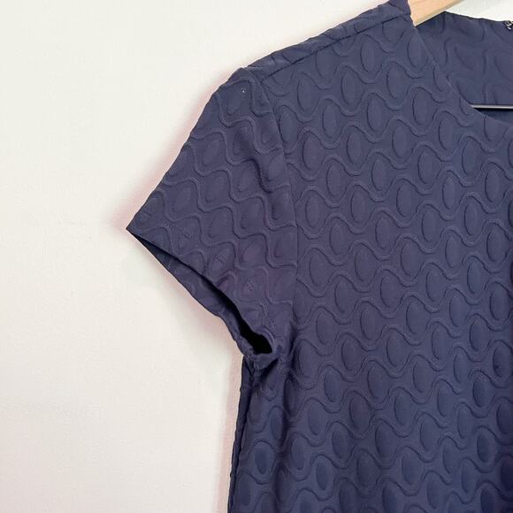 J. McLaughlin Mini Wave Bubble Jacquard Swing Dress Navy Size XS - Picture 4 of 8